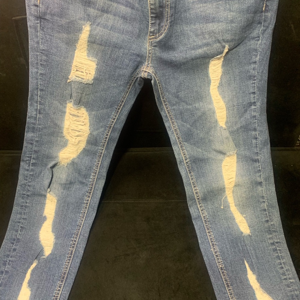 Encore Jeans Light Blue Women’s Jeggings with Faded Detail - Picture 2 of 3